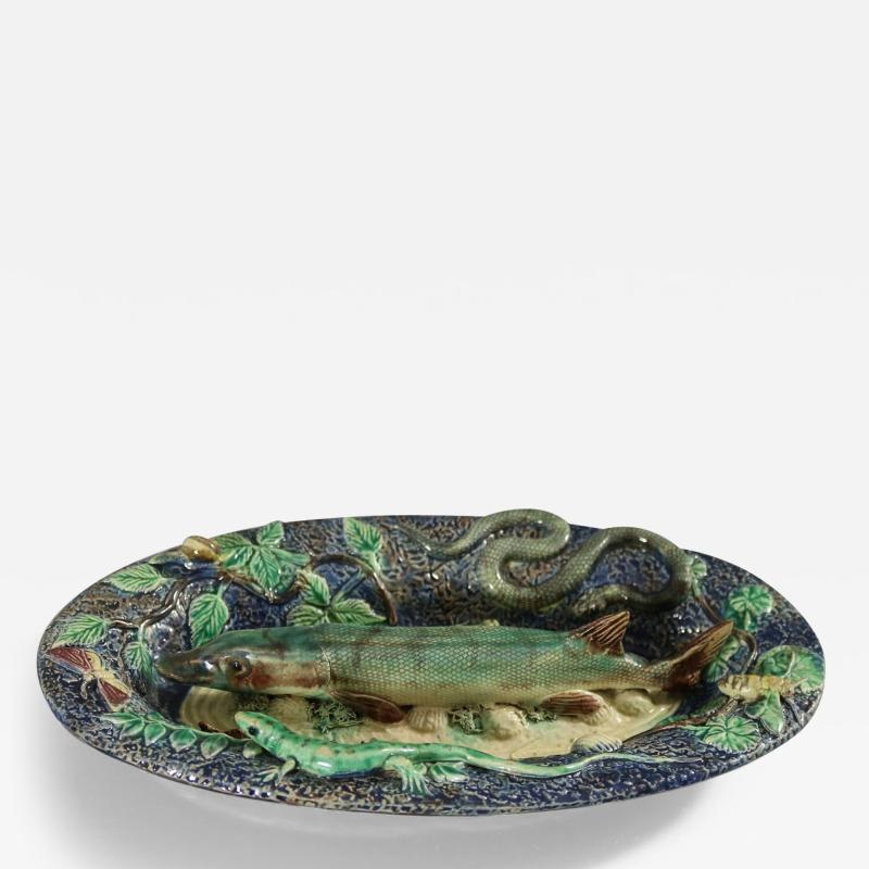Barbizet Palissy Majolica Platter With Fish