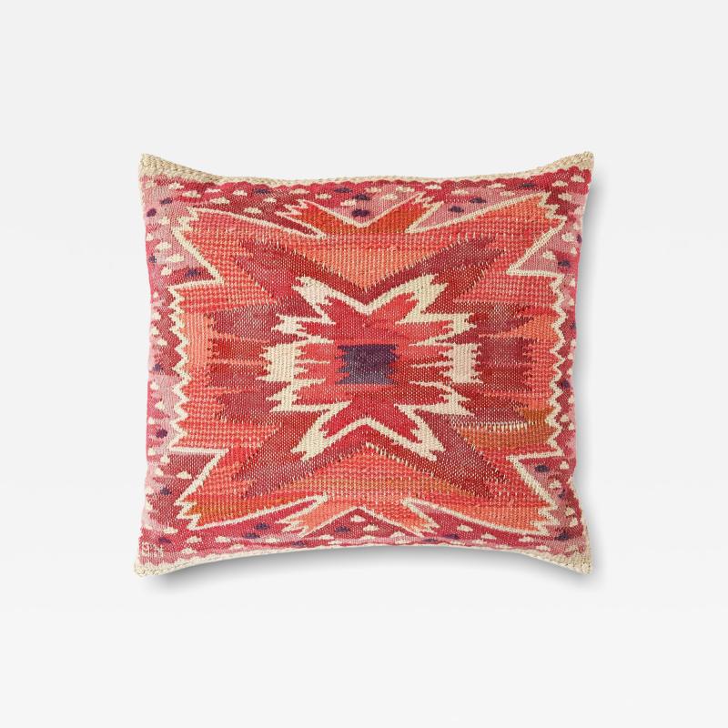 Barbro Nilsson Pillow Nejlikan R d in Wool by Barbro Nilsson 1950