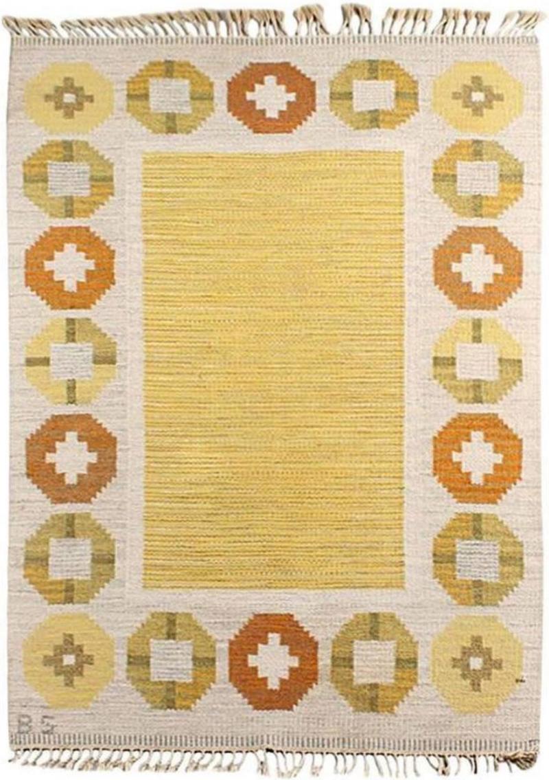 Barbro Sprinchorn - Vintage Scandinavian Rollokan Rug, Attributed to ...