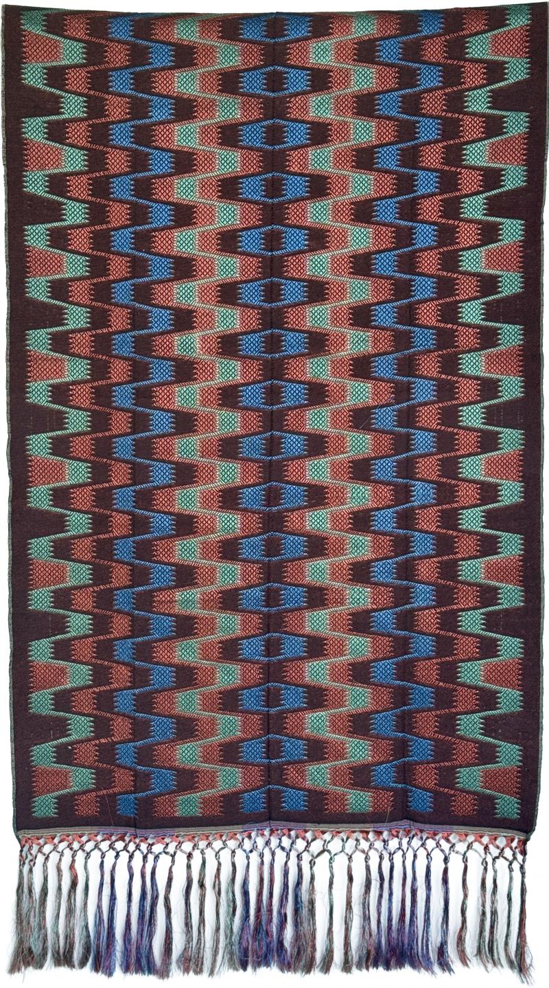 Bargello pattern silk brocade with knotted fringe 20th century