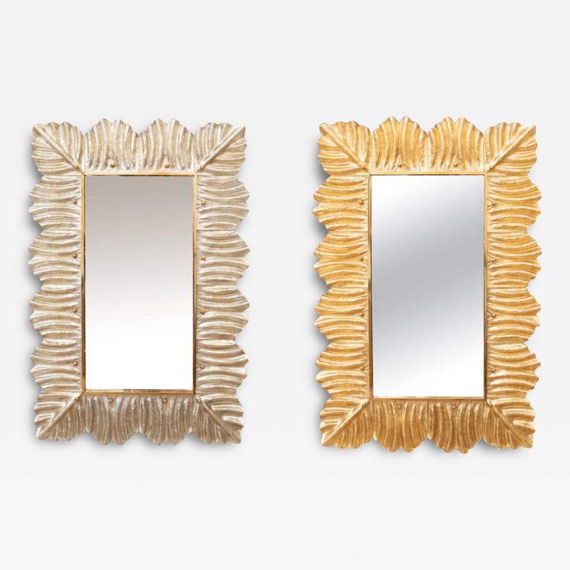 Barocco style Gilded Leaf Silver Leaf Murano Glass Mirror