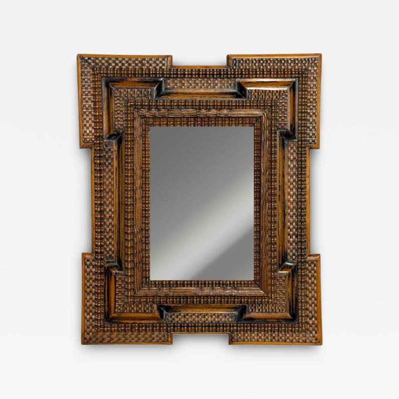 Baroque Flemish Ripple Mirror Carved Walnut Mirror Belgium 18th c 