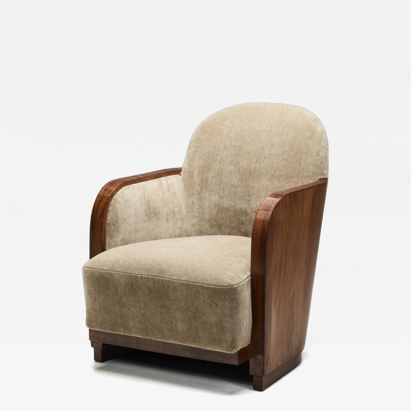 Barrel Shaped Art Deco Armchair Europe ca 1930s