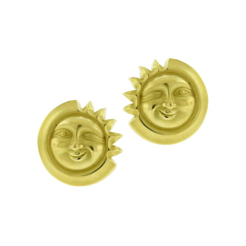 Barry Kieselstein Cord BARRY KIESELSTEIN CORD 18KT MOON AND SUN EARRINGS