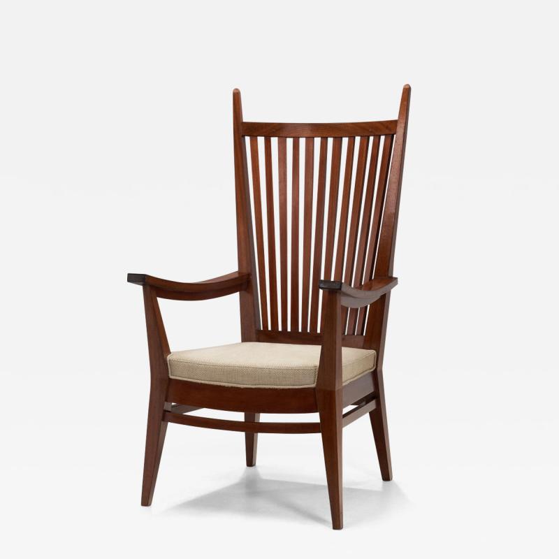 Bas Van Pelt Wooden Armchair with Upholstered Seat by Bas van Pelt The Netherlands 1940s