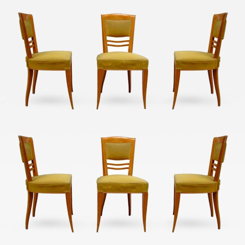 Batistin Spade Set of Six French Art Deco Dining Chairs by Batistin Spade