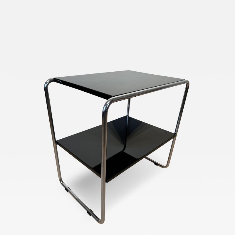 Bauhaus Shelf by Mauser Tubular Steel and Black Lacquer Germany 1940s