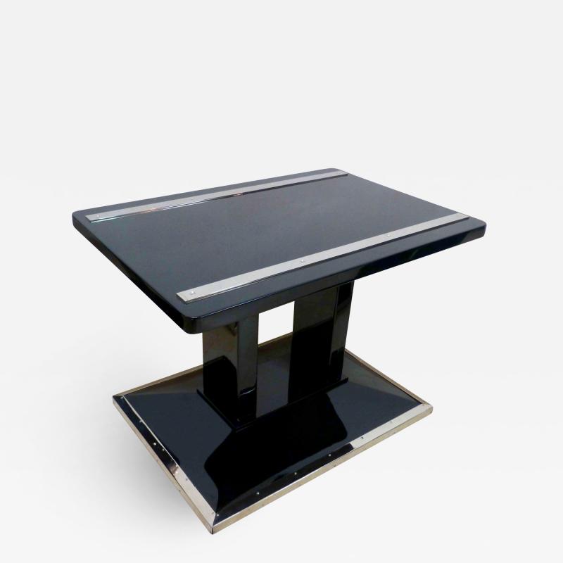 Bauhaus Side Luggage Table Black Lacquer and Chrome Austria circa 1920