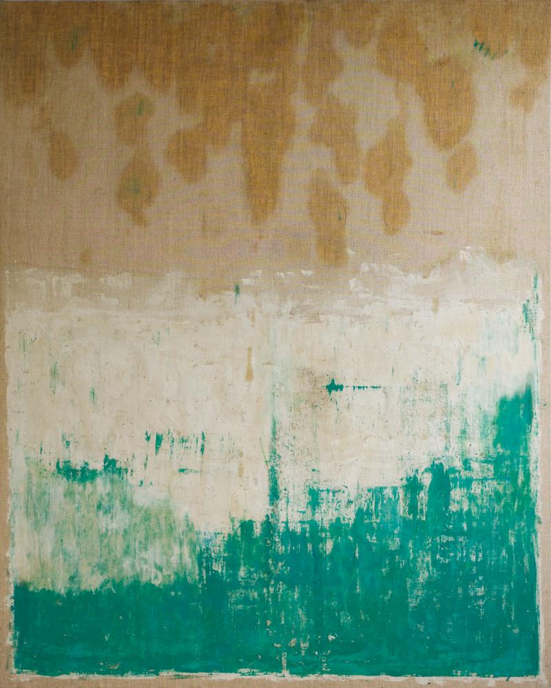 Beatrice Pontacq AIR TERRE VERT ET LIN Abstract Painting