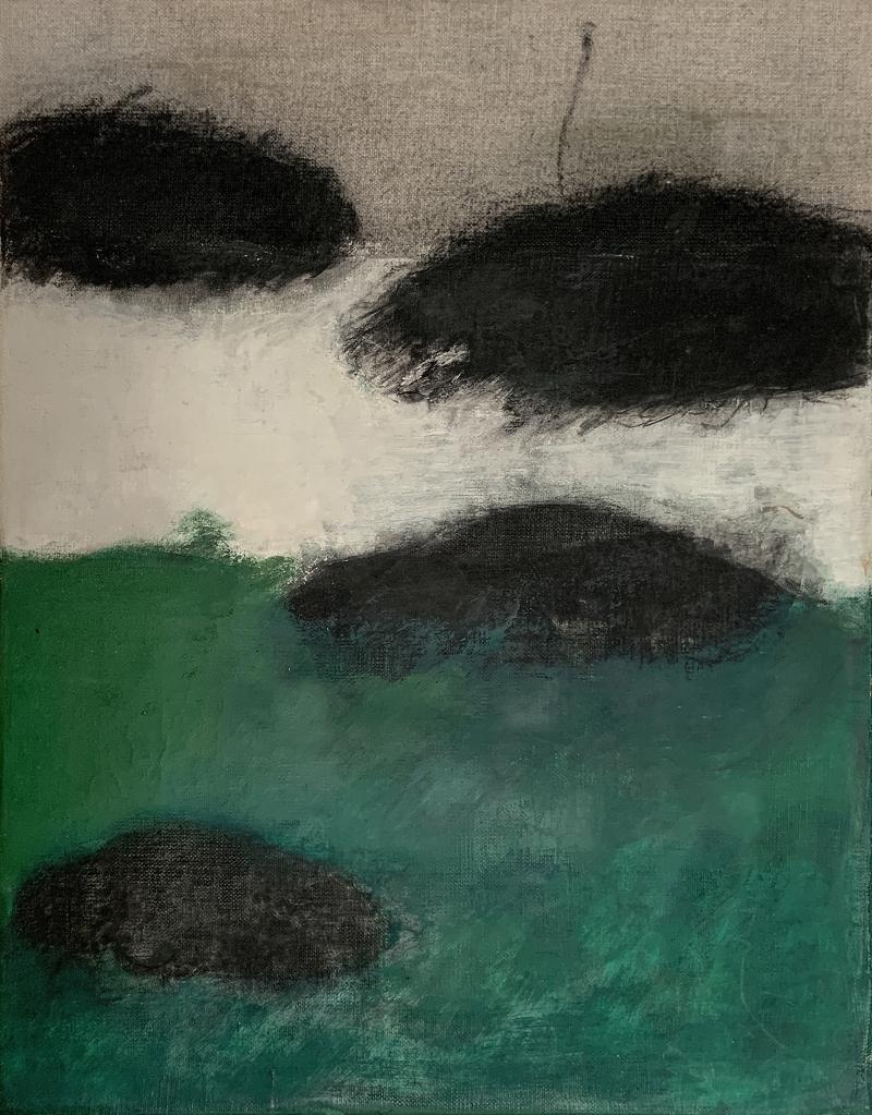 Beatrice Pontacq NUAGES NOIRS HORIZON VERT II Abstract Painting