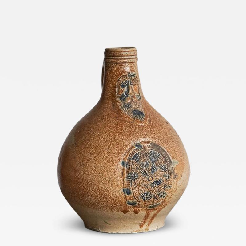 Beautiful 17th C Bartmann Jug Bellarmine Jug German Salt Glazed Stoneware