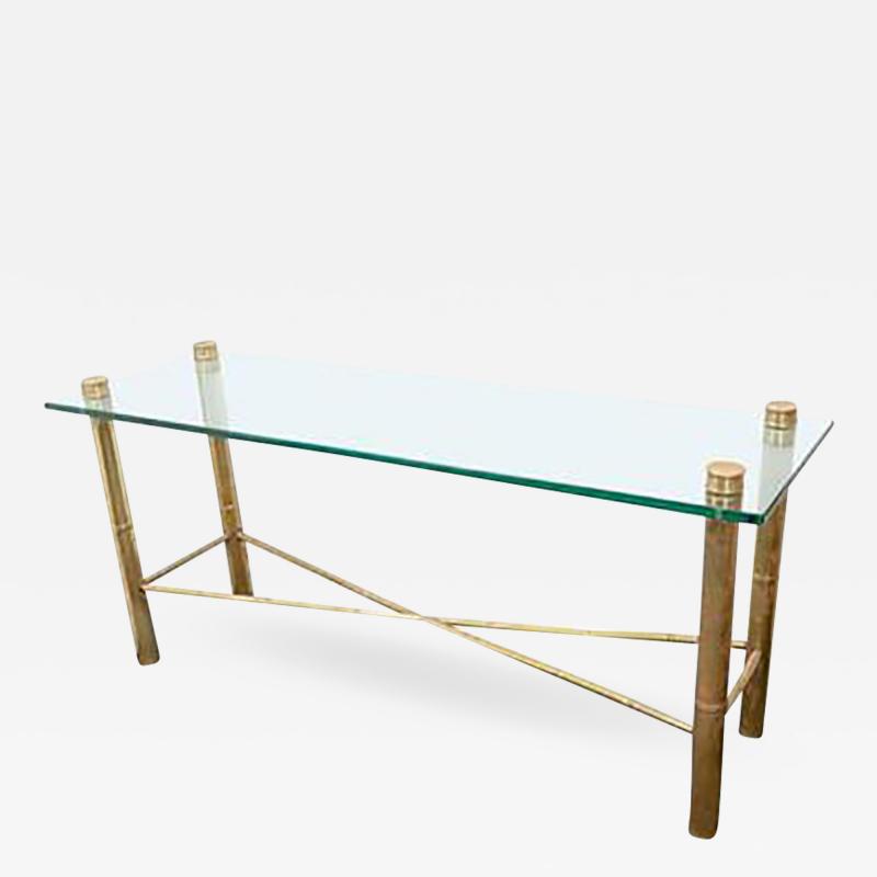 Beautiful Brass Faux Bamboo Console Table Circa 1970