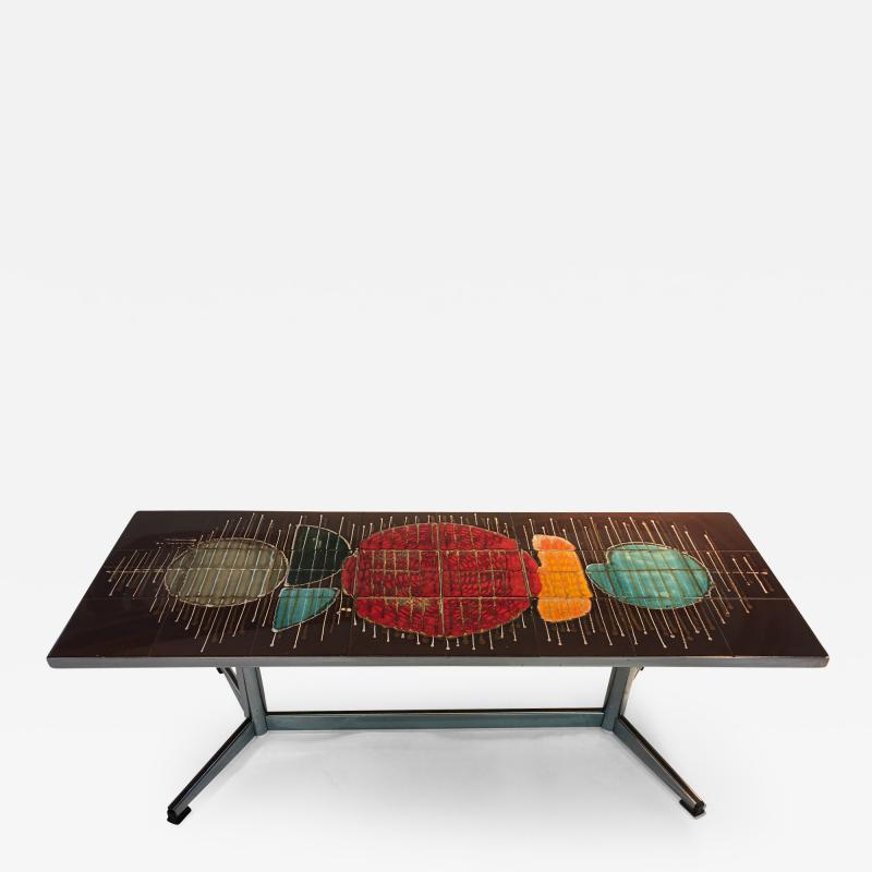 Beautiful Colorful Abstract Design Italian Tile Coffee Table