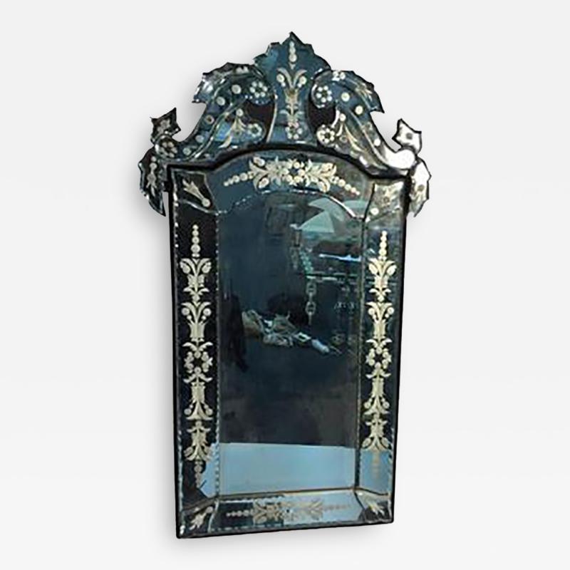 Beautiful Cut Glass and Etched Venetian Wall Mirror