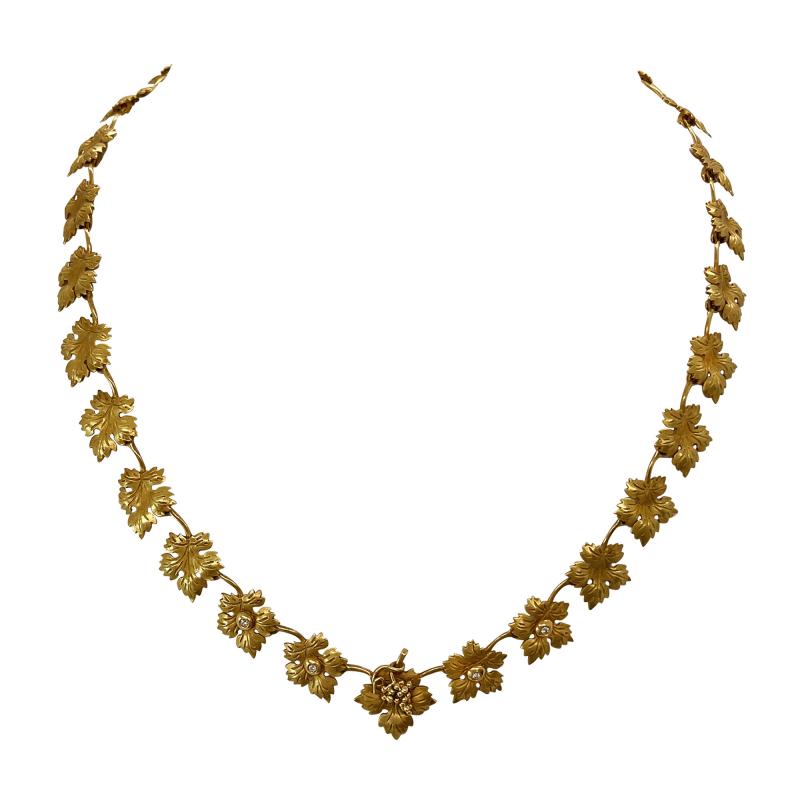 Beautiful Grape Leaf 18K Necklace