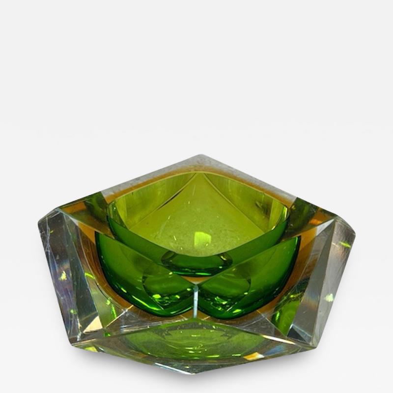 Beautiful Italian Submerged Green Glass Ashtray 1960s