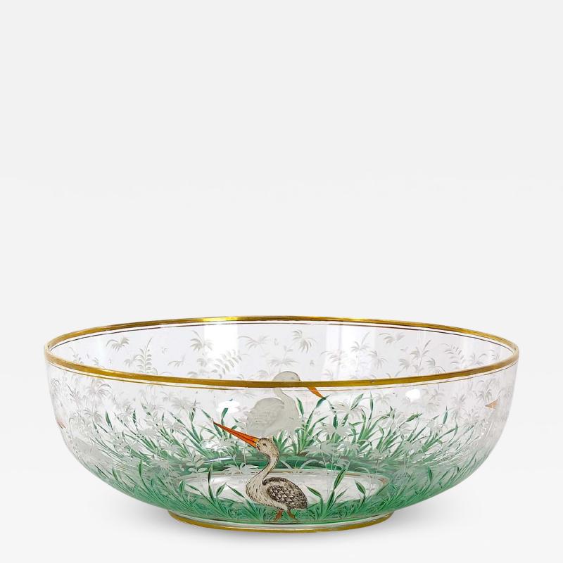 Beautifully Hand Painted Moser Decorative Centerpiece Bowl