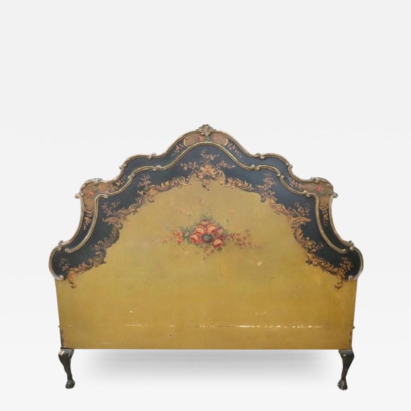 Bed Headboard in Venetian Baroque Style Lacquered and Painted Wood