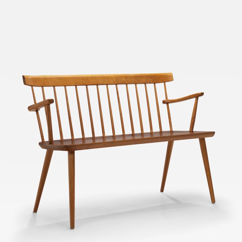 Beech and Teak Wooden Bench Europe Mid 20th Century