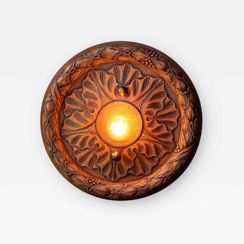 Belgian Wooden Flush Mount Light