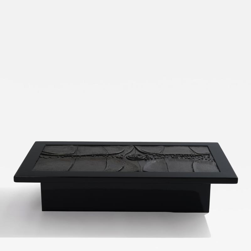 Belgian brutalist ceramic lacquer coffee table Erik Deforce 1977