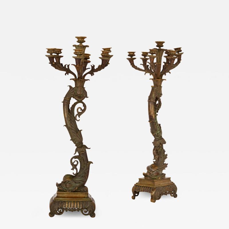 Belle poque period gilt bronze candelabra