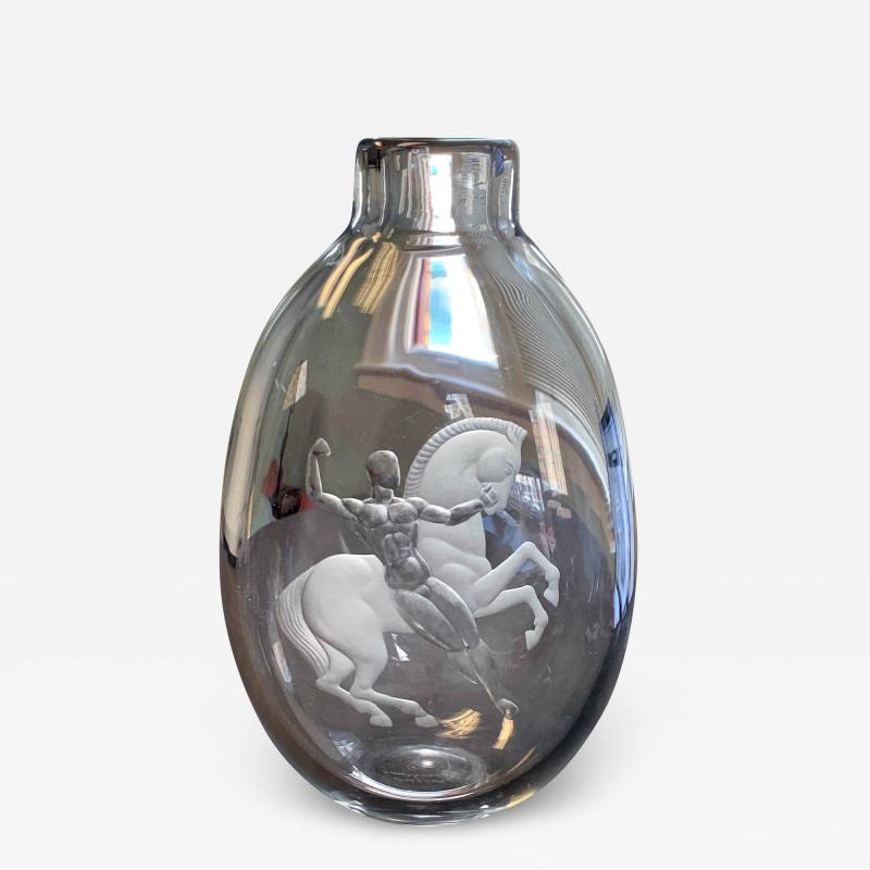 Bellerophon and Pegasus Unique Vase by Lindstrand
