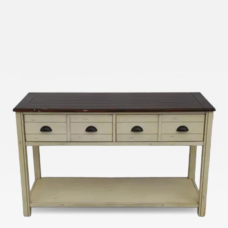 Bellhaven Coastal Cottage Alabaster Rectangular Storage Console Table