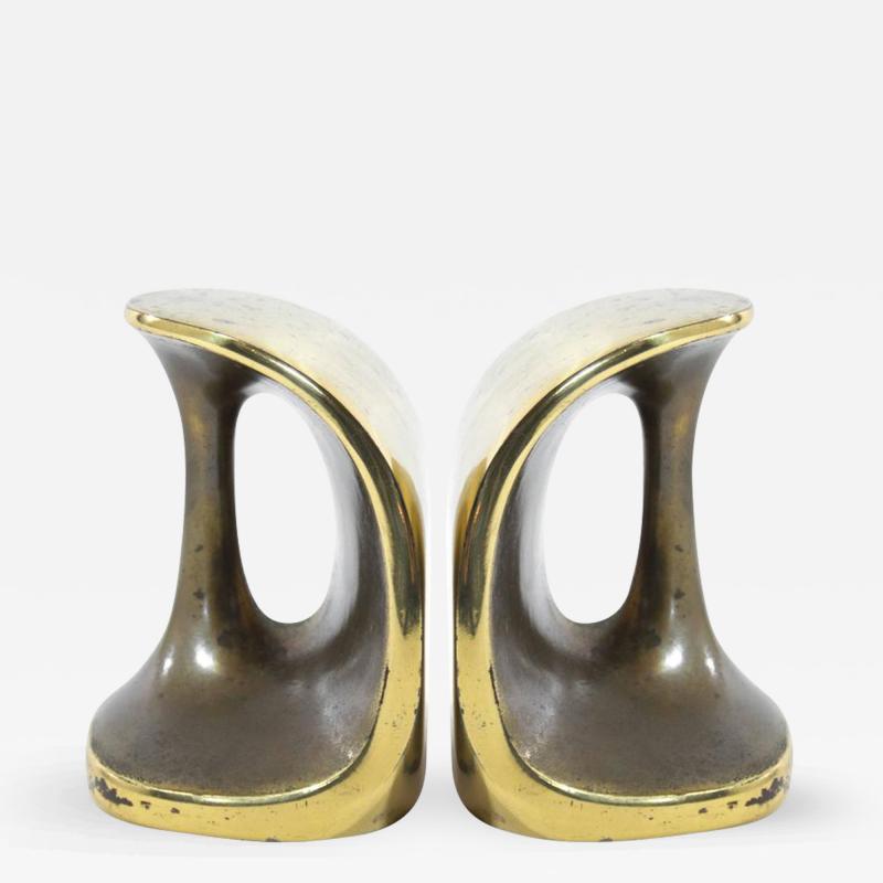Ben Seibel Patinated Brass Bookends by Ben Seibel for Jenfred Ware