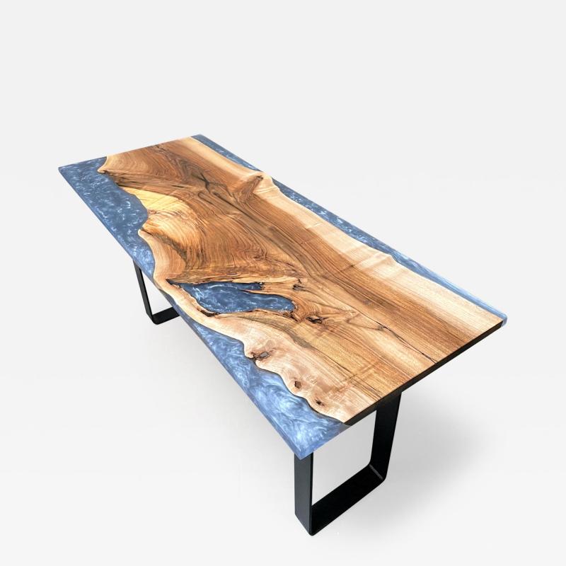 Benjamin McLaughlin Blue Sapphire Resin English Walnut Table