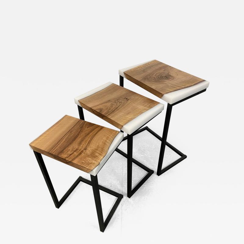 Benjamin McLaughlin White and Wood Nesting Tables