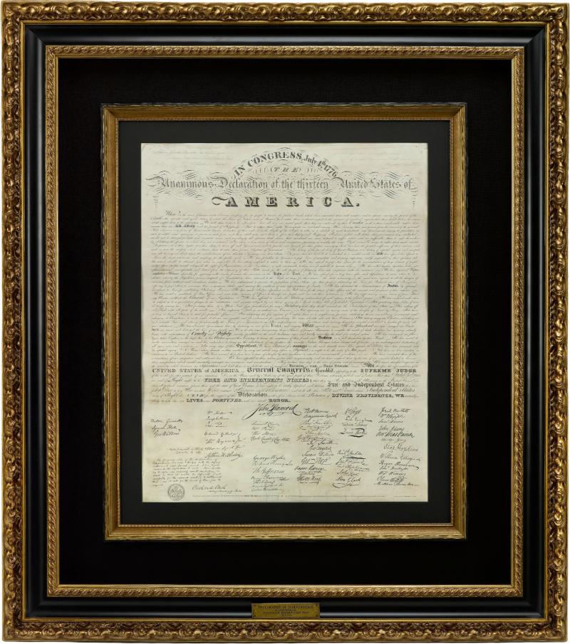 Benjamin Owen Tyler 1818 Declaration of Independence Broadside Engraved by Benjamin Owen Tyler