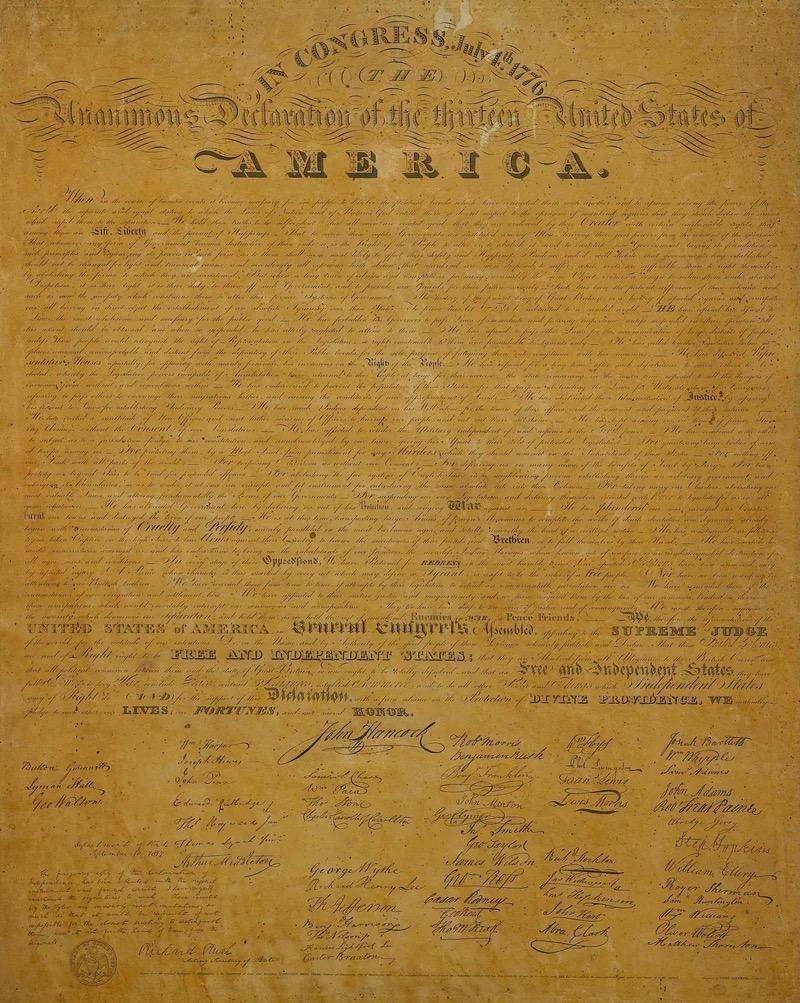 Benjamin Owen Tyler 1818 Declaration of Independence Broadside Engraved by Benjamin Owen Tyler