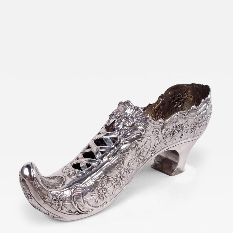 Benjamin Phillips Antique German Rococo Silver Lady s Shoe Ornament