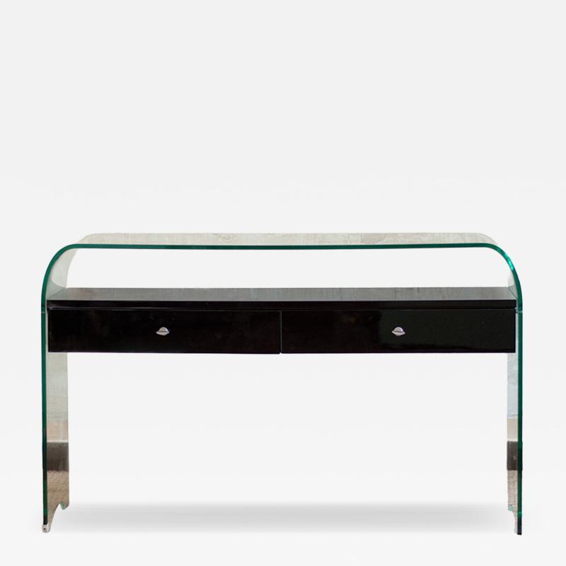 Bent Glass Console With Suspended Drawers 1990s Lacquered Series