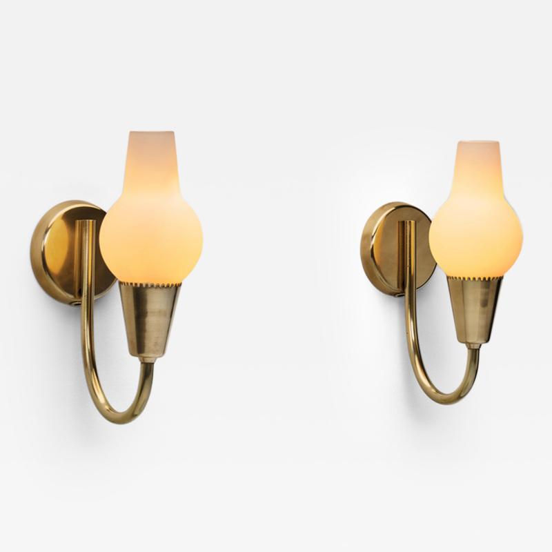 Bent Karlby Pair of Brass Wall Lamps by Bent Karlby Attr for Lyfa Denmark Mid 20th C