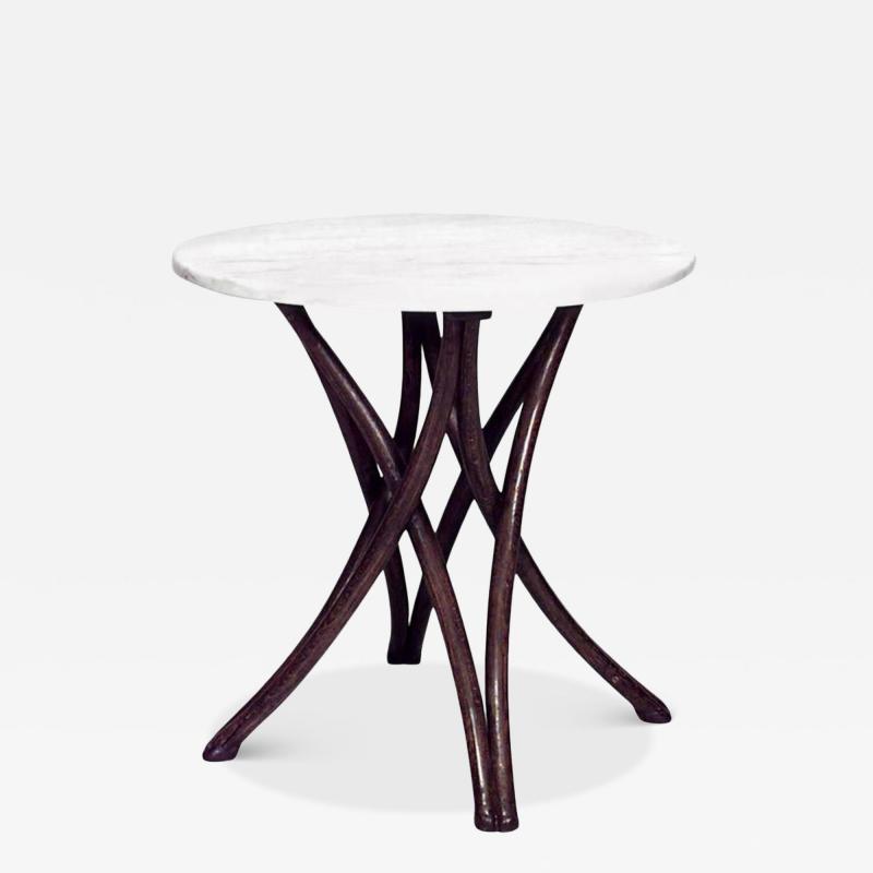 Bentwood Walnut and White Marble Caf Table
