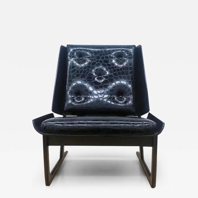 Bentwood and Leather Danish Sleigh Lounge Chair Hans Juergens