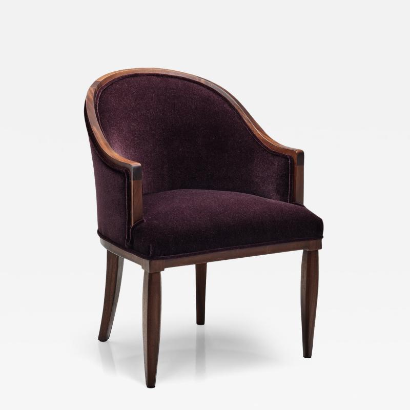 Berg re Style Chair with Purple Upholstery France 1920s