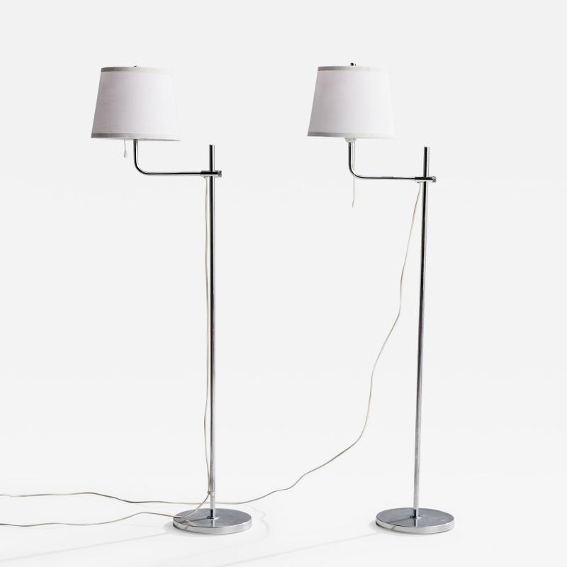 Bergboms Floor Lamps with Metal and Fabric Sweden 1970s
