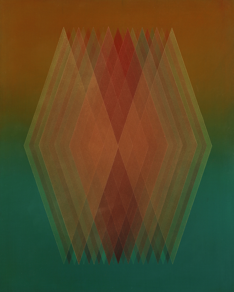 Bernadette Jiyong Frank Prism Copper Orange Green Abstract painting 2023
