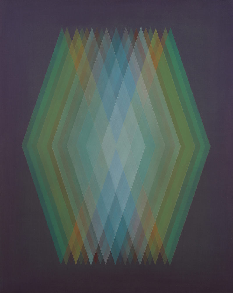 Bernadette Jiyong Frank Prism Cyan Orange Green Abstract painting 2023