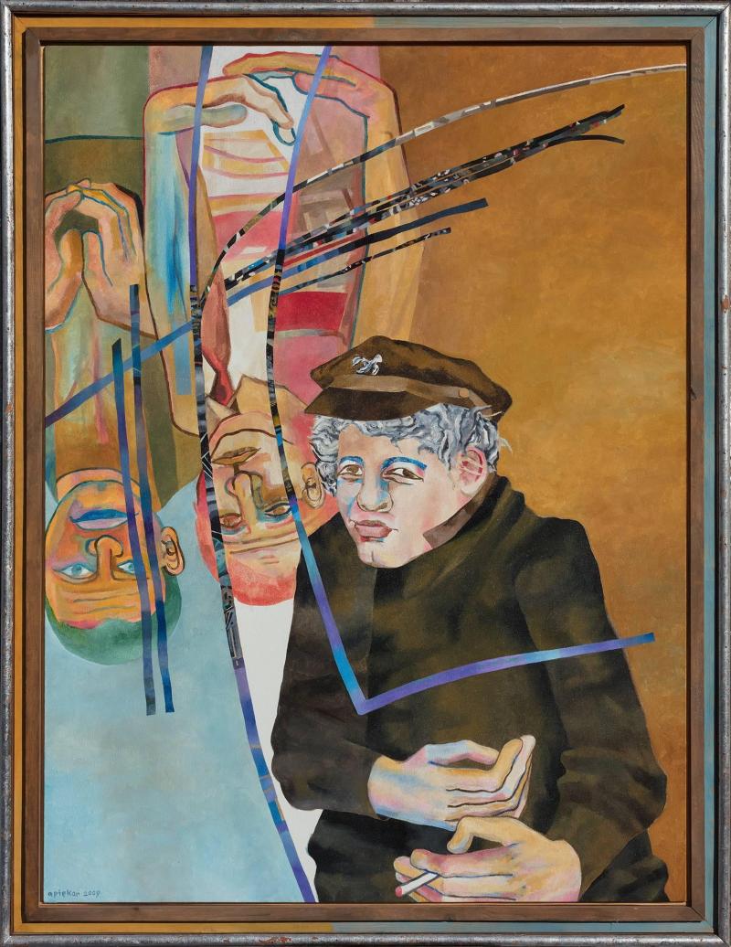 Bernard Aptekar Joseph Heller Thinks About Catch 22 Portrait Painting with Pastel Colors 2009