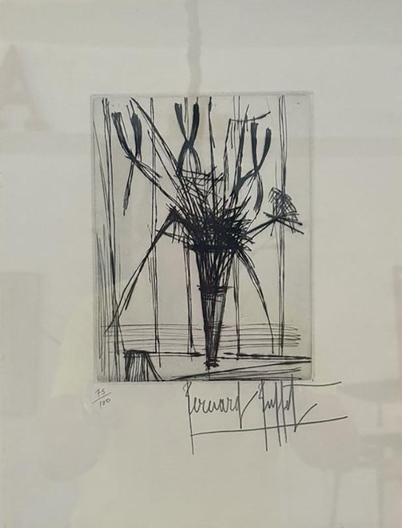 Bernard Buffet Bernard Buffet Etching Still Life With Flowers in Vase