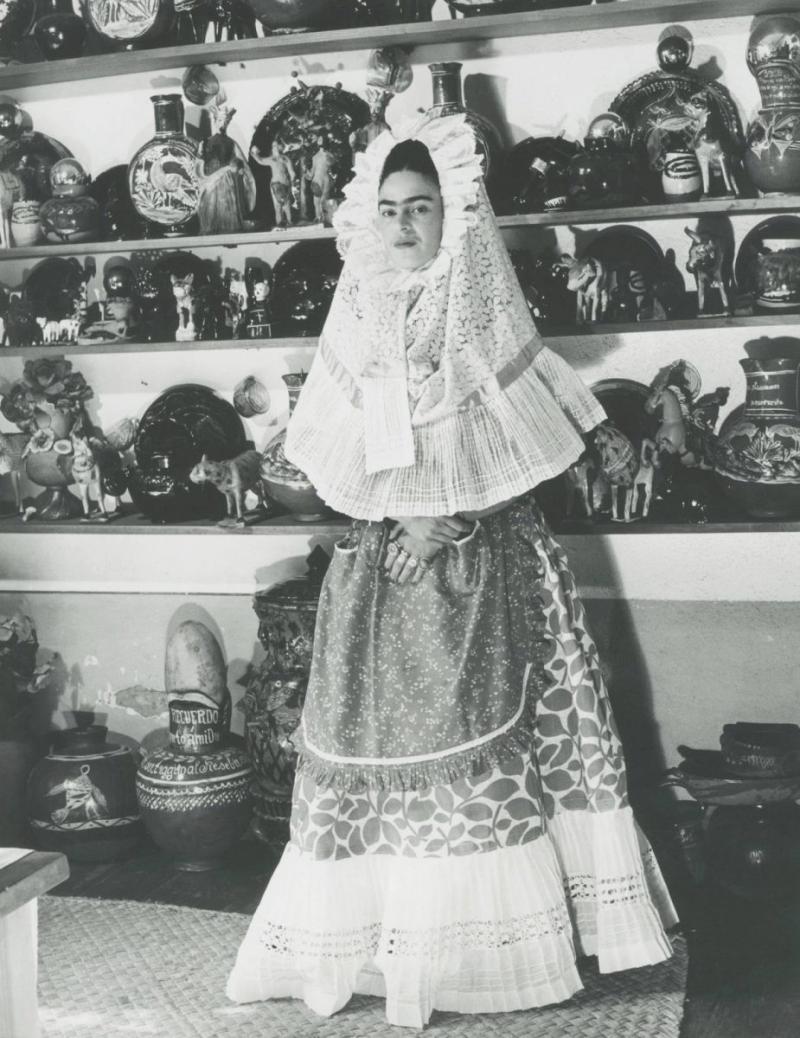 Bernard Silberstein Frida Wearing Tehuana Dress Coyoac n