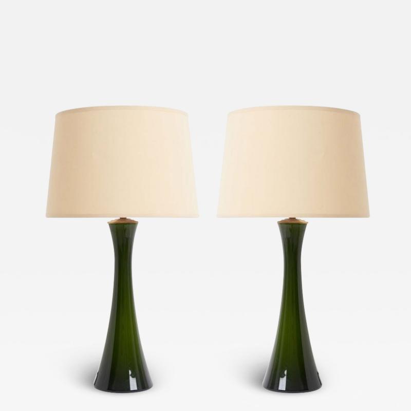 Berndt Nordstedt Pair of Green Glass Table Lamps by Berndt Nordstedt