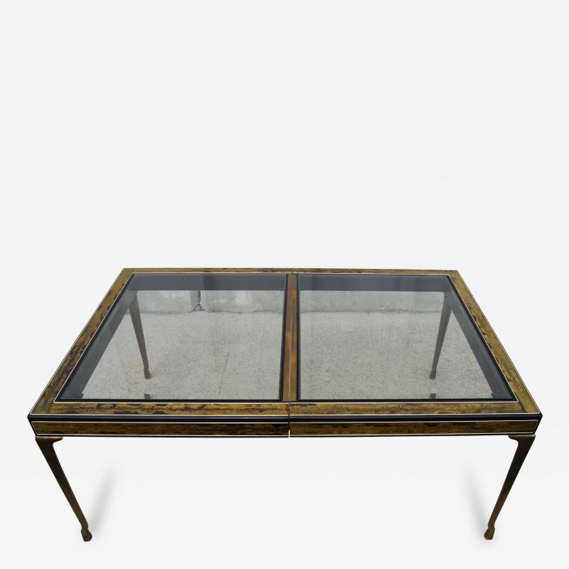 Bernhard E Rohne Acid Etched Brass Lacquer Dining Table by Bernhard Rohne for Mastercraft