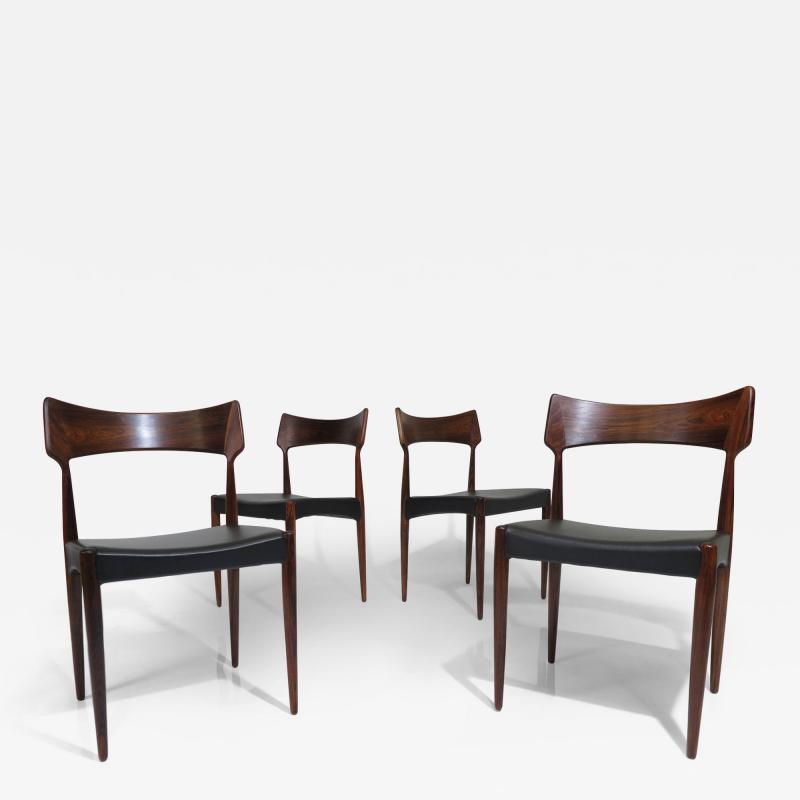 Bernhard Pedersen Son Four Bernhart Pedersen Danish Rosewood Dining Chairs