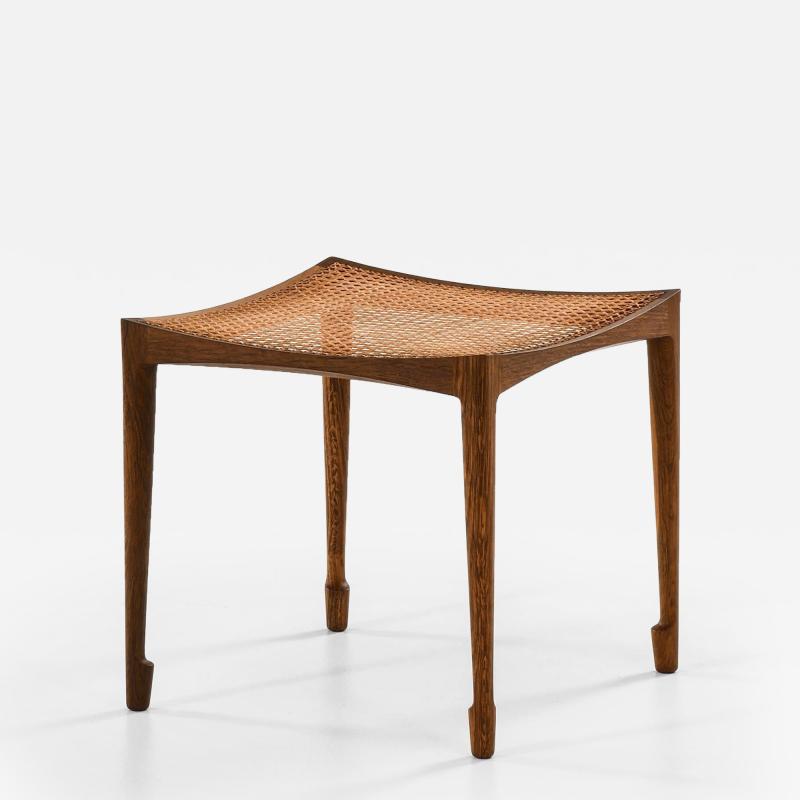 Bernt Petersen Rare Stool with Solid Oak Frame by Bernt Petersen 1950s