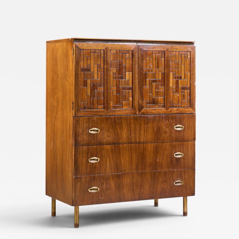 Bert England Bert England Mid Century Walnut and Brass Armoire